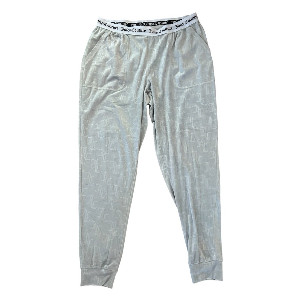 Juicy by Juicy Couture Gray Silver Velour Lounge Track Pants Size L